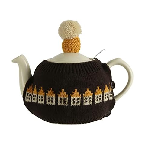 Cute Acrylic Knitting Tea Cozy for London Pottery 2 Cups Size,Gift (Brown-House) Cover