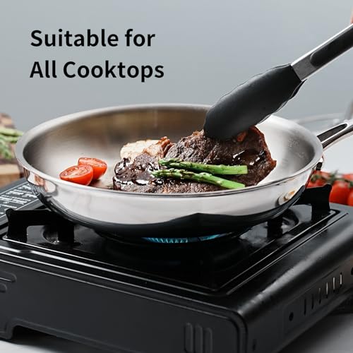 Frying-Pan-Set81012inch-Tri-Ply-Stainless-Steel-Frying-PanWhole-Clad-No-Coatings-Skillet-with-Stay-cool-Handle-for-CookingDishwasher-and-Oven-SafeInduction-Cookware-Sets
