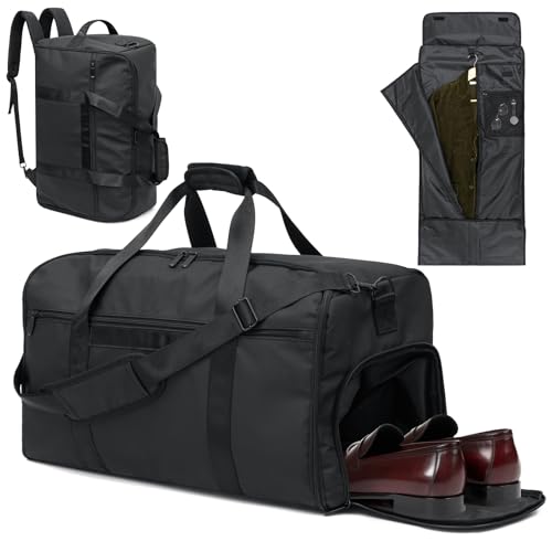 GARPROVM Mala de viagem conversível 4 em 1, impermeável de 55 litros, com alças de ombro para mochila, cor preta