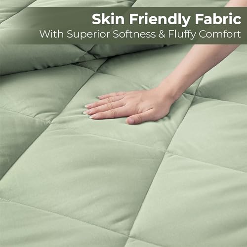Image of Story@Home Winter Reversible Comforter - Hotel Like Feel with Down Alternative & Dense Microfiber Fill, Double Size 90x100 inches (220 GSM, Olive Green & Sage Green)