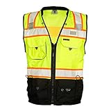 ML Kishigo Men's Class 2 High Visibility Premium Black Series Surveyors Vest - Lime/Black, 2XL, Model Number S5002