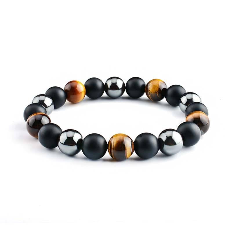 Marka Jewelry Original Natural Triple Protection Spiritual Gemstone Bracelet Made of Hematite, Black Onyx, Tigers Eye for Men Women Boys and Girls Kids 8 mm, Pack of 1 (8 mm) (B09J8WHH9N) Amazon Price History, Amazon Price Tracker