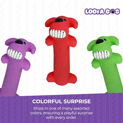 Multipet Original Loofa Latex Dog Toy - Squeaky Toy for All Dogs - Easy-to-Clean Squeaky Toys - Latex Dog Toys for Playing (1 Count, 6”, Random Color Surprise)