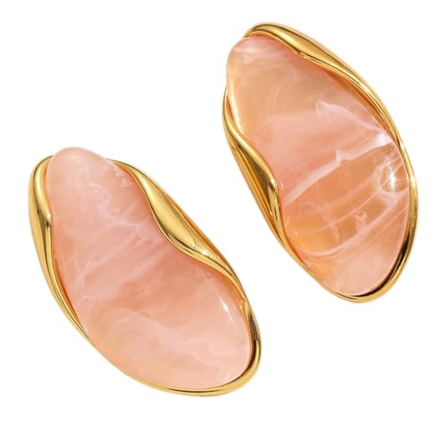 Stylish Multi Color Resin Ear Studs Stainless Steel Geometric Shaped Earrings