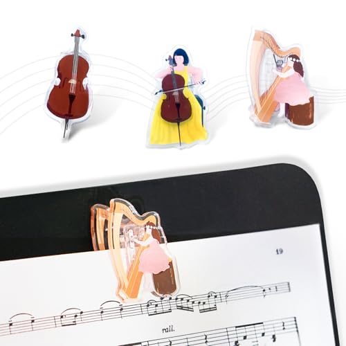Sophie & Panda x Leyahaha Music Book Clip with Original Cartoon Characters, Music Clips Page Holder, Durable Music Paper Clips Pack of 3 (3-Pack A)