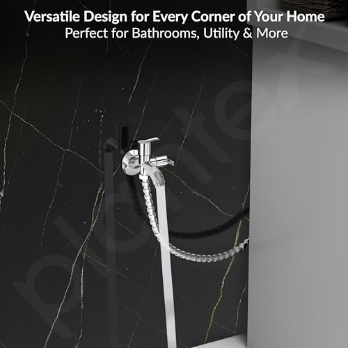 Image of Plantex Pure Brass 2 in 1 Tap for Washing Machine with Water Saving Nozzle for Kitchen Tap /2-Way Bib Cock with Brass Wall Flange & Teflon Tape -7 Year Warranty (AQ-1407-Chrome)