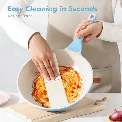 Image of SENSARTE Nonstick Ceramic Frying Pan 8-Inch, Healthy Non Toxic Skillet, Induction Compatible Omelet Pan with Heat Resistant Handle, PFAS-Free, Blue