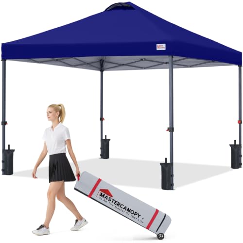 Image of MASTERCANOPY 10x10 Durable Pop Up Canopy Tent with Roller Bag, Dark Blue