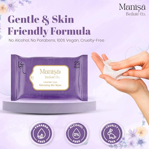 Image of Co. Lavender Luxe Refreshing Wet Wipes | Alcohol-Free, Paraben-Free, Vegan & Cruelty-Free | Soothing & Hydrating Facial Wipes | 250 Wipes (Pack of 10)