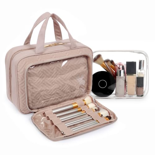 Image of BAGSMART Toiletry Bag Hanging Travel Organizer with TSA Approved Transparent Cosmetic Bag and Detachable Makeup Pouch for Full Sized Toiletries