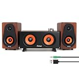 cinnkeyi 【2026 Update】 USB 2.1 Computer Speakers with Subwoofer, 3.5mm/USB Input Pc Speakers with Subwoofer, PC/Line-in/Bluetooth Modes, Stereo Sound Ideal for Desktops and Laptops