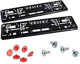Kennzeichenhalter 2er Set mit Schrauben und Lackschutz-Gummis - Made in Germany - Nummernschildverstärker Kennzeichenrahmen 2er Set