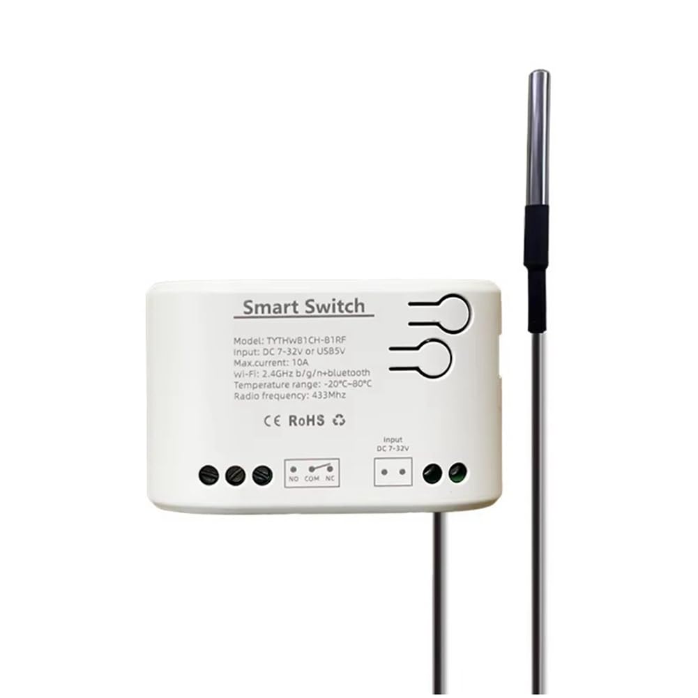 Tuya Smart Life WiFi-Schalterrelais Temperatur-Monitor Thermostatsensor Passives Trockenkontaktrelais DC 7-32 V