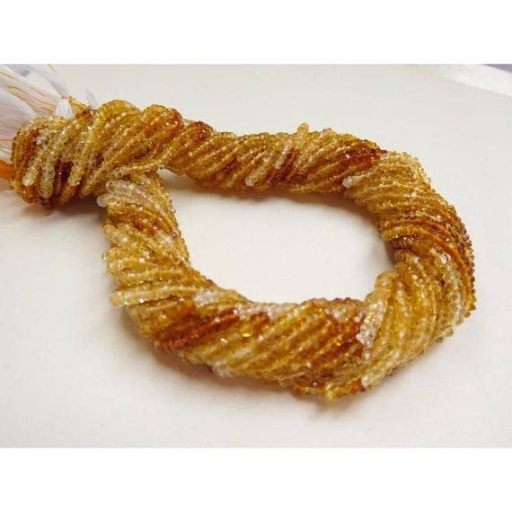 Citrine quartz perles rondelles facettées 2.5mm de qualité gemme pour haute joaillerie
