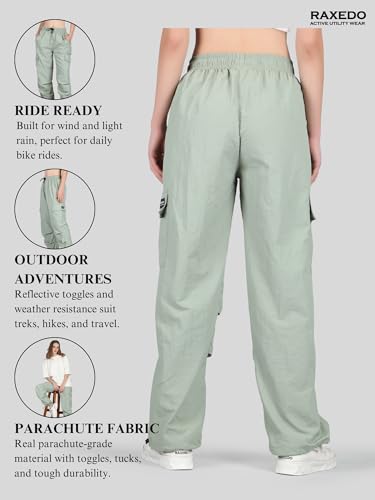 Image of Parachute Pants for Women - Water-Resistant Cargo Pants for Women | Stylish Activewear for Travel, Office, Gym, Trekking & Everyday Comfort | Korean Pants for Woman