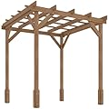 Outsunny 6.6' x 6.6' Outdoor Pergola, Wood Gazebo Grape Trellis with Stable Structure and Concrete Anchors for Climbing Plant Support, Garden, Patio, Backyard, Deck, Dark Brown