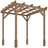 Outsunny 6.6' x 6.6' Outdoor Pergola, Wood Gazebo Grape Trellis with Stable Structure and Concrete Anchors for Climbing Plant Support, Garden, Patio, Backyard, Deck, Dark Brown