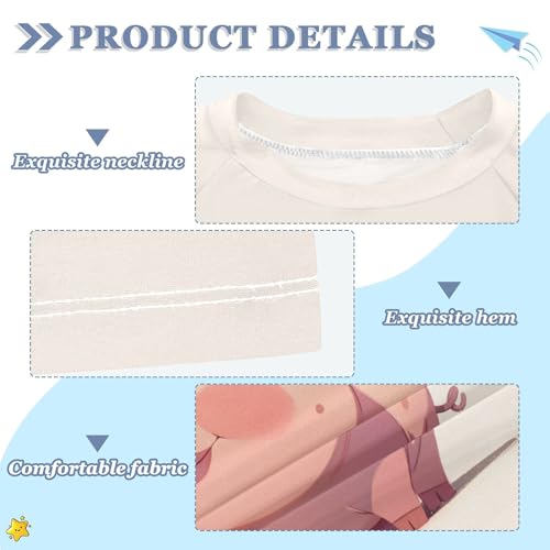 Cartoon Cute Pig Beige Girls Bathing Suit Sun Protection Workout Shirts Swimwear Beach Tops 3T3