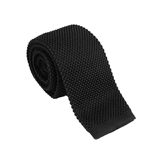 Black Skinny Knit Tie For Men 2