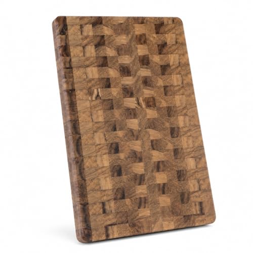 Image of Handcrafted Wooden Chopping Board for Kitchen | Cutting Board & Serving Platter | Food Safe Wooden Board for Vegetables, Fruits, Cheese & Bread | Multiple Designs (End Grain Block, Sheesham Wood)