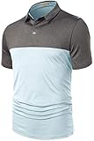Mens Short Sleeve Color Block Golf Shirt Dry Fit Performance Polo T Shirts with Collar Iron Gray...