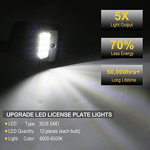 Image of R&F Auto 12-SMD LED License Plate Light Replacement for Tacoma 1995-2004 Pickup Truck 6000K Error Free Xenon Pure White Tag Lamp Assembly Rear Running Lamps Clear Lens