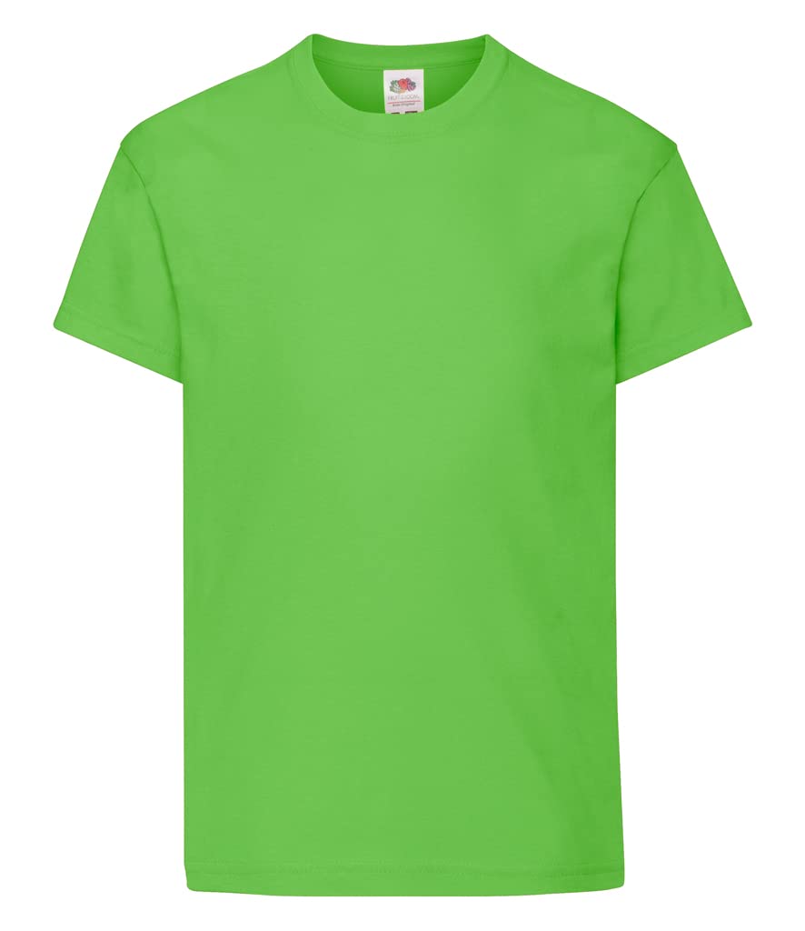 Fruit Of The Loom Unisex Lime Original Short Sleeve T-Shirt In | Size: 5-6 Years