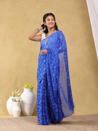 Image of Garden Vareli Lock Chiffon Floral Saree