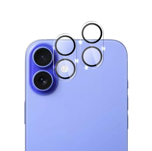 QUITECO Protector Lente Cámara para iPhone 16/16 Plus [2 Piezas] Vidrio Cristal Templado Cámara Trasera