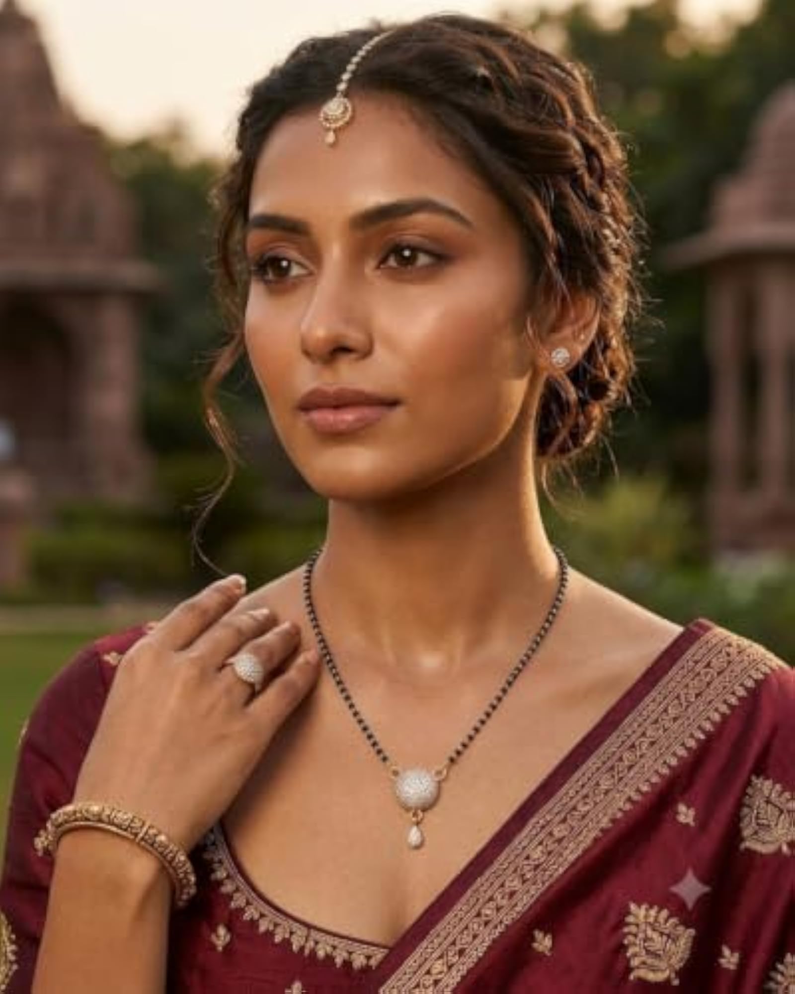 Gold Tone Western Style Mangalsutra Necklace
