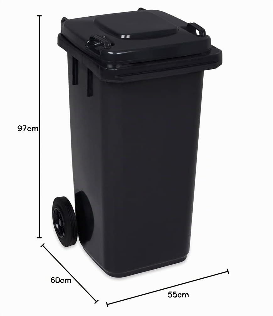 Jestic, bidone per rifiuti, 120 l, ruote in gomma piena silenziose grafite