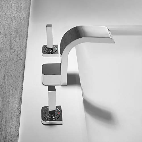 Mélangeur robinet de lavabo chrome brillant avec double poignée ergonomique - 5