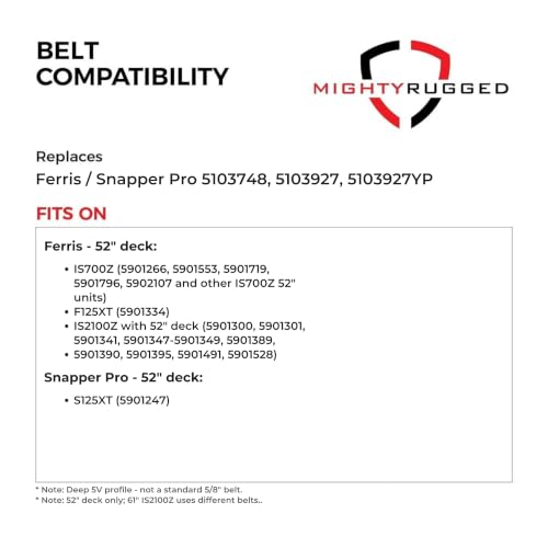 Image of MightyRugged 5103927, 5103748 5V Deck Belt for Ferris IS700Z S125XT 52 in