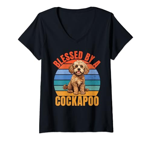 Mujer Bendecido por un Cockapoo Camiseta Cuello V