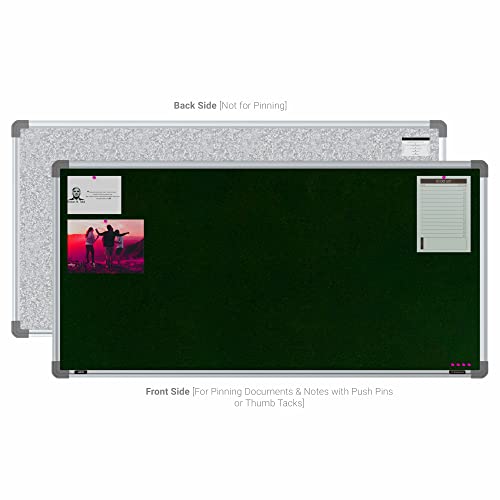 Image of Scholar Art Metis 2x4 Feet Fabric Pin-up Display Board for Study Table & Kids Room | High Strength Velvet Cloth + High Density Soft Board for Pinning Photos, Sticky Notes & Reminders (Dark Green)