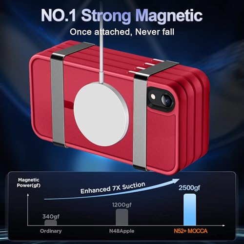Image of MOCCA Strong Magnetic for iPhone XR Phone Case, [Compatible with Magsafe][Mil-Grade Drop Protection] Slim Thin Translucent Matte Protective Cover Case for iPhone XR Case 6.1'', Red