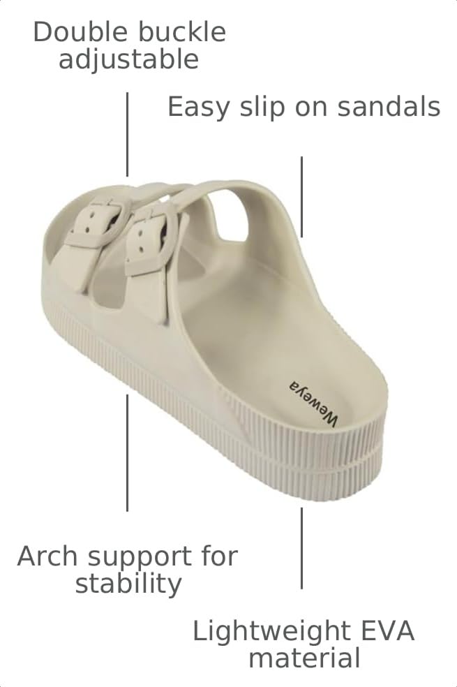 Image of Weweya Platform Sandals Women Arch Support Sandal Buckle Straps Slides | Flip Flops, EVA, Beach, Comfortable, Summer, Lightweight, Recovery