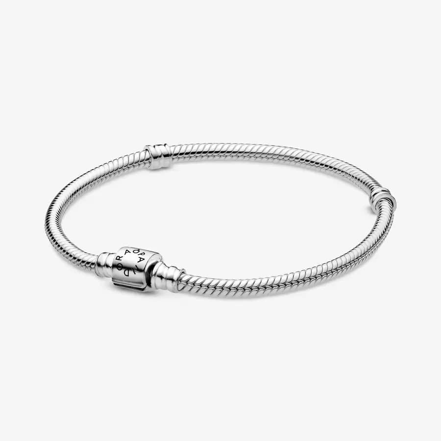 PANDORA Moments Barrel Clasp Snake Chain Bracelet - Silver Bracelet for Women - Sterling Silver - With Gift Box2