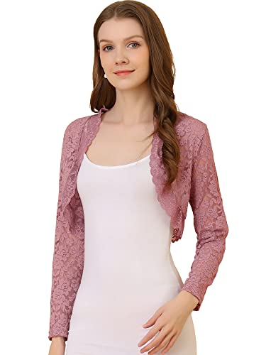 Image of Allegra K Women's Elegant Crop Cardigan Sheer Floral Lace Bolero Shrug Top