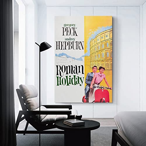 Movie Posters Roman Holiday 1953 Romantic Comedy Movies Vintage Posters 90S Posters Wall Decor Wall Art Paintings Canvas Wall Decor Home Decor Living Room Decor Aesthetic 16X24Inch(40X60Cm) Unframe- #TOP2