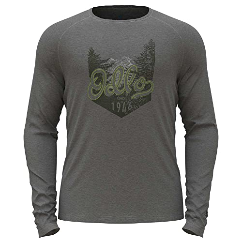 Odlo Herren Langarm Shirt Merino 200 Logo, Grey Melange, L