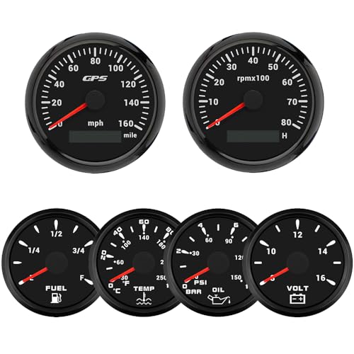 Lot de 6 jauges GPS pour moto et bateau, kit étanche 52mm avec compteur de vitesse rétroéclairé