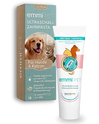 emmi-PET Ultraschall Zahnpasta für Hunde & Katzen 1x 75 ml I Für alle emmi-PET Ultraschallzahnbürsten I Schonende Zahnpflege I Zahncreme unterstützt Plaque-Reduzierung I Ohne Fluorid & Parabene