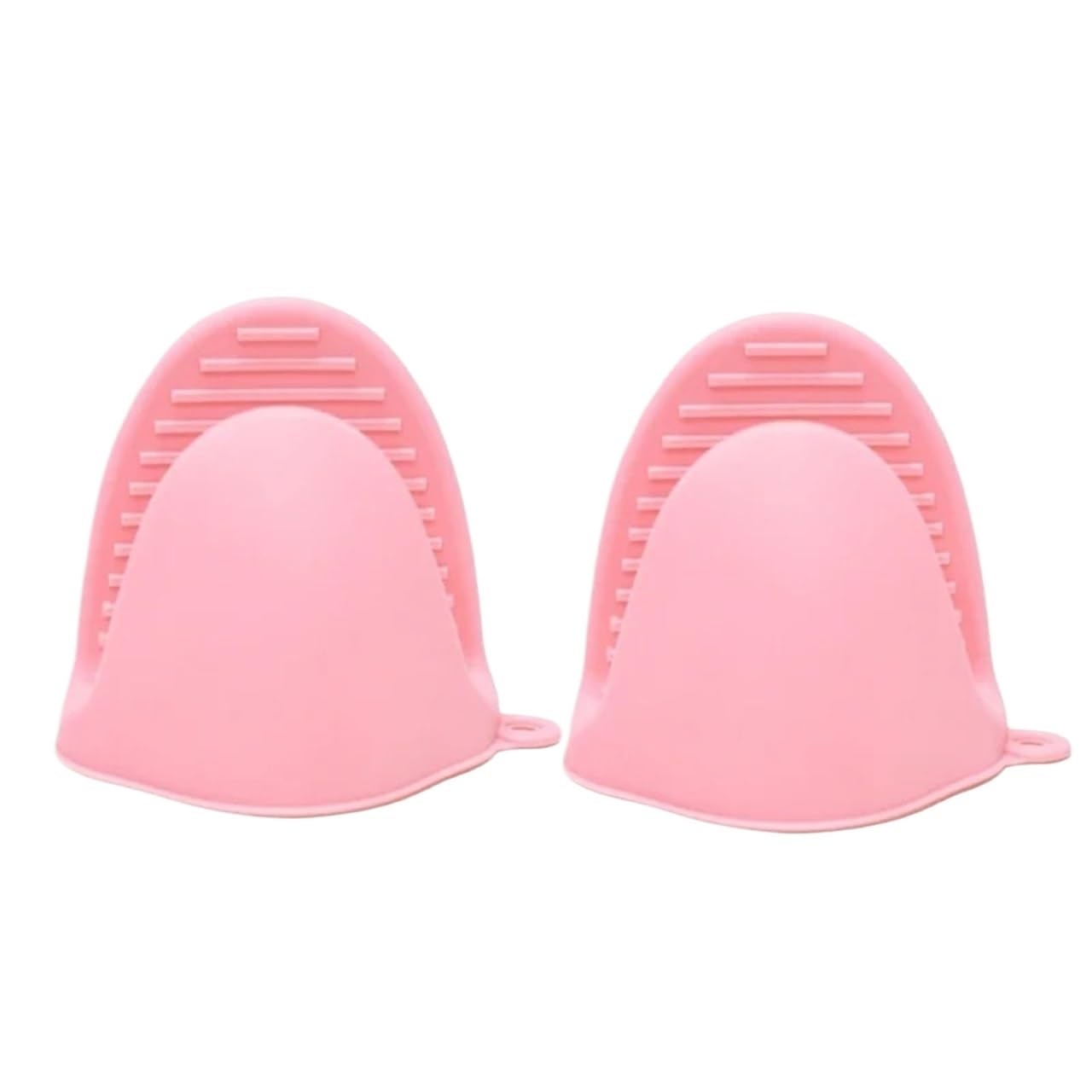 2PCS Oven Mitts Silicone Glove Heat Resistant Pinch Anti Scalding Non Slip Gloves Clips Pot Holder Baking(Pink Style)
