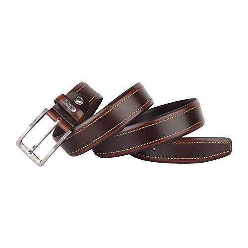 Flyer Men's Leather belt (Formal/Casual) (Colour -Brown/Tan) Buckle Adjustable Size Genuine Leather (BR1512) (Pack of 1)
