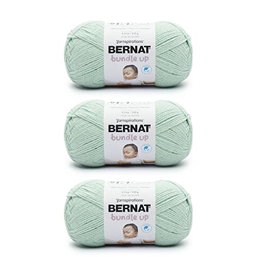 Image of Bernat Bundle Up Green Mist Yarn - 3 Pack of 141g /5oz - Polyester - 4 Medium (Worsted) - 267 Yards - Knitting, Crocheting & Crafts
