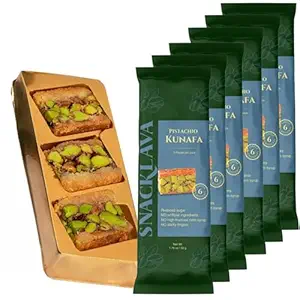 Snacklava Pistachio Kunafa - 6 Pack (18 Pieces) - No Artifical Ingredients, Colors or Preservatives - Premium Handmade Pastries