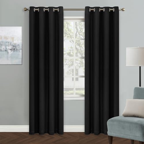 MYSKY HOME Black Curtains for Living Room Black Out Curtains