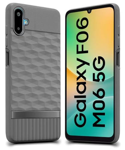 Image of WOW IMAGINE Back Cover for Samsung Galaxy M06 5G | Galaxy F06 5G with Hexa Cube Design | Ultra Slim Soft Rubberised Case | Inner Velvet Fabric | Matte Silicone Mobile Case | Camera Protection - Grey