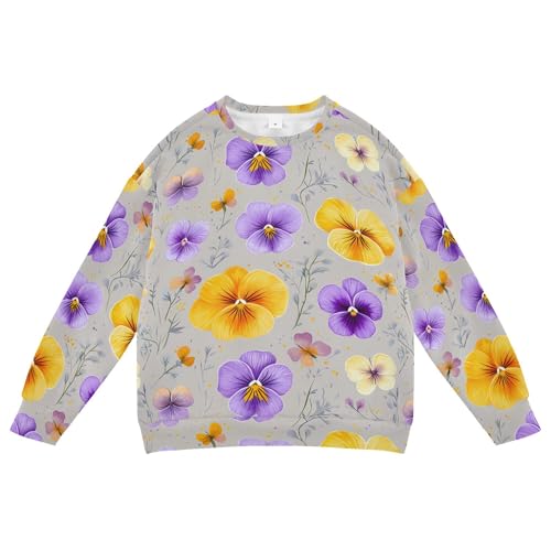 JUNZAN Cartoon Pansy Gray Little Boys Sweatshirt Hoodie Crewneck Tops Clothing Shirts Camping 4T